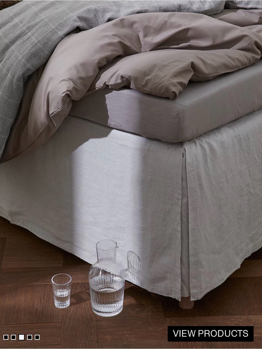 H&M Grey Linen blend bedskirt/valence
